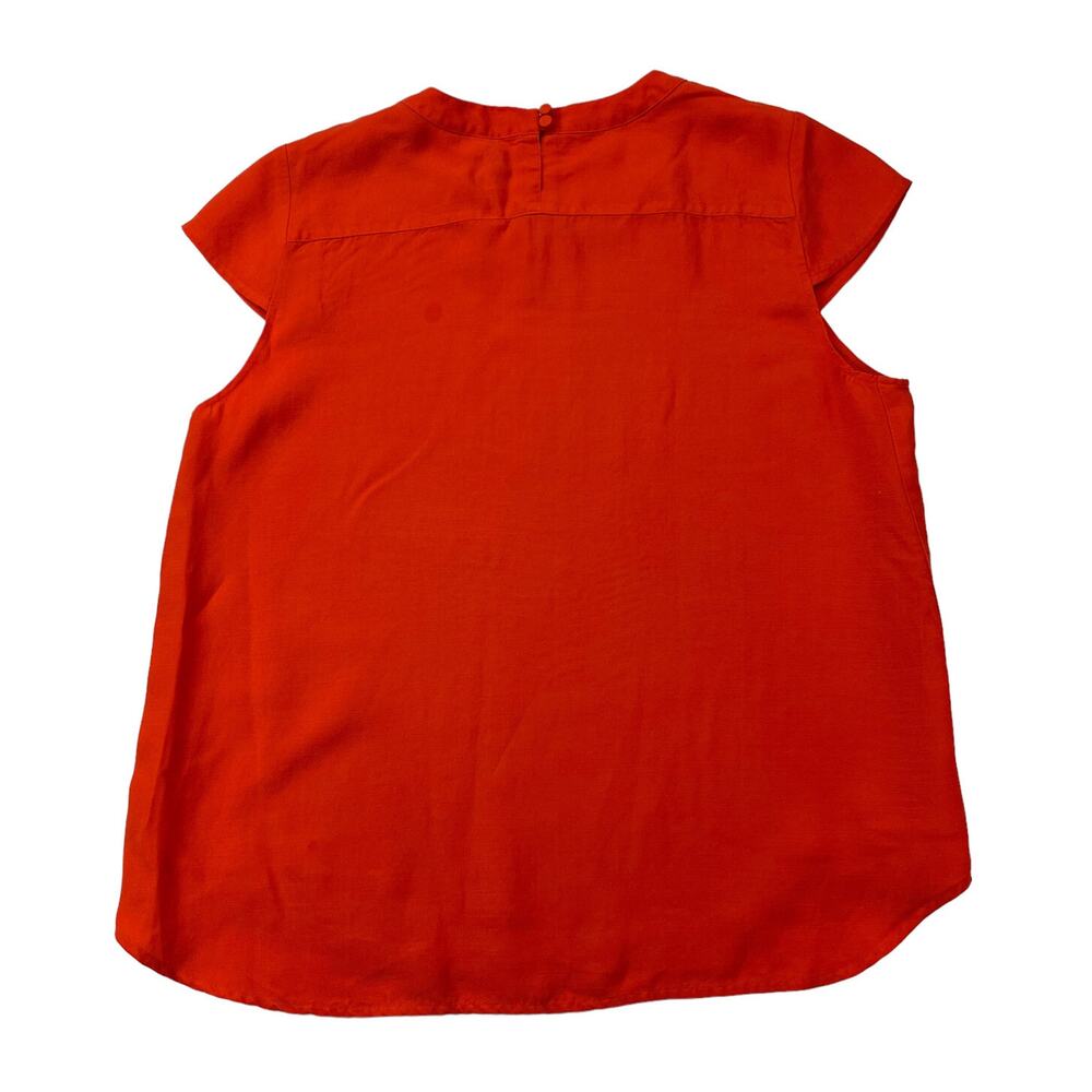 J. Crew Women's Size 14 Drapey Oxford Crepe Blouse Orange Cap Sleeve Style B8702 - Picture 4 of 16